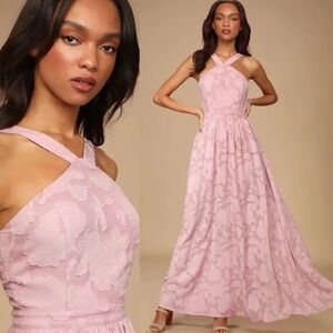 Chic Light Pink Floral Maxi Dress